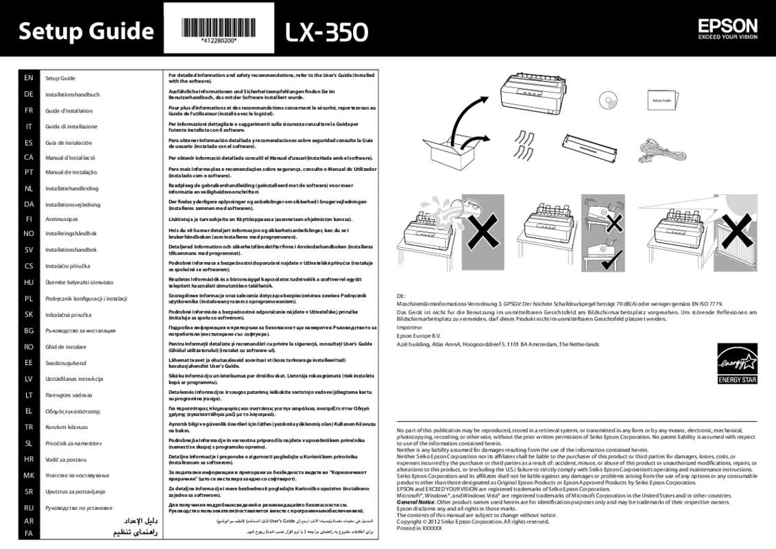 Guide utilisation EPSON LX-350  de la marque EPSON