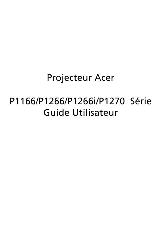 Guide utilisation ACER P1166  de la marque ACER