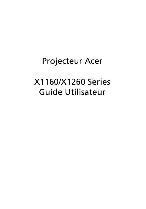 Guide utilisation ACER X1160  de la marque ACER