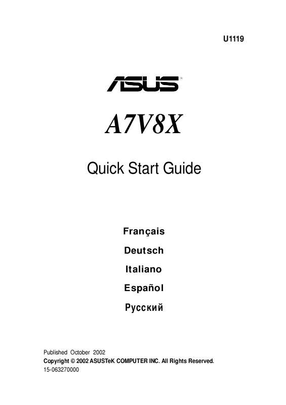 Guide utilisation  ASUS A7V8X  de la marque ASUS