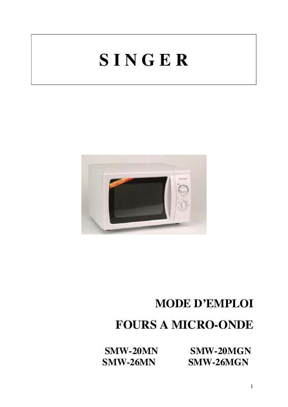 Guide utilisation SINGER SMW 20 MN  de la marque SINGER