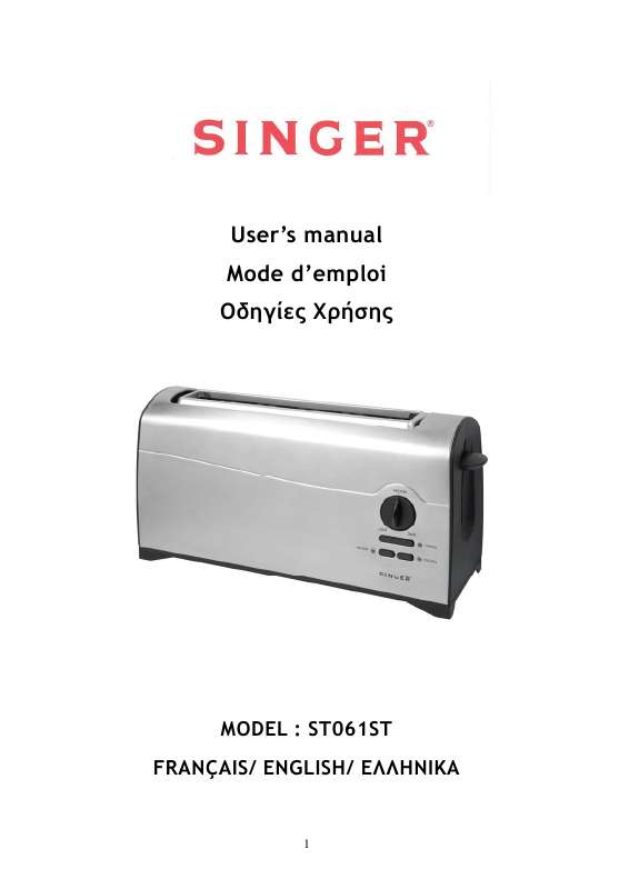 Guide utilisation SINGER TOASTER ST061ST  de la marque SINGER