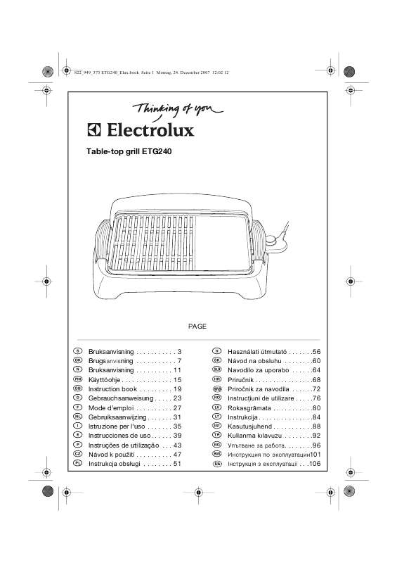 Guide utilisation  AEG-ELECTROLUX ETG240  de la marque AEG-ELECTROLUX