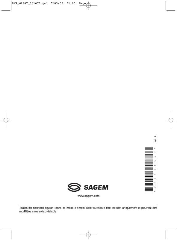 Guide utilisation SAGEM PVR6200T  de la marque SAGEM