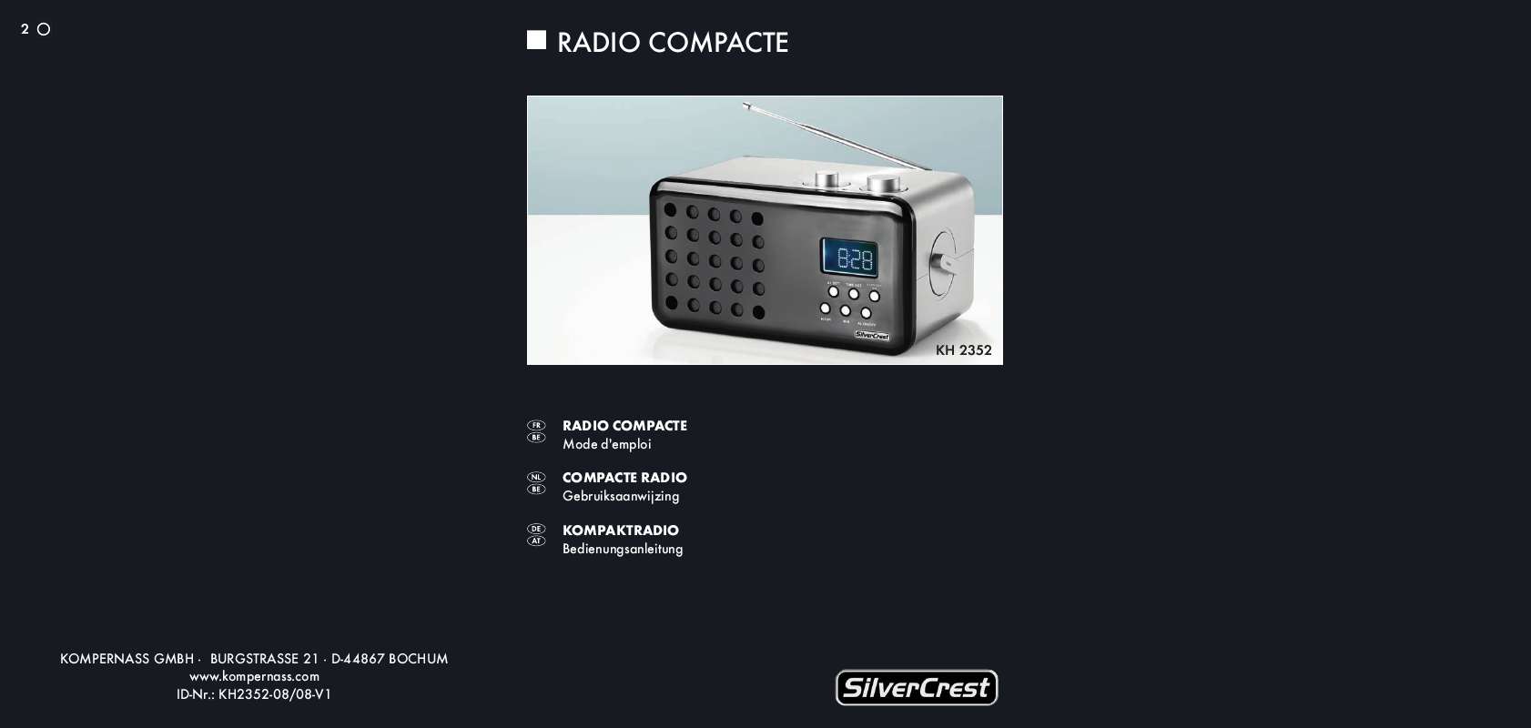 Guide utilisation  SILVERCREST KH 2352  de la marque SILVERCREST