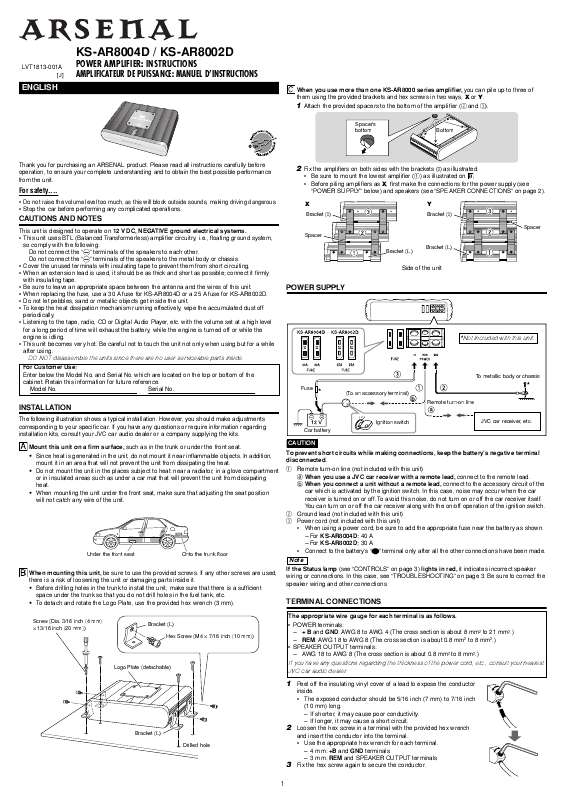 Guide utilisation  JVC KS-AR8002D  de la marque JVC
