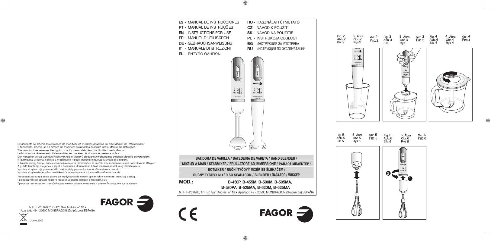 Guide utilisation  FAGOR B-450P  de la marque FAGOR