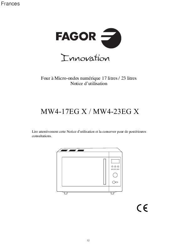 Guide utilisation FAGOR MW4-23EG X de la marque FAGOR