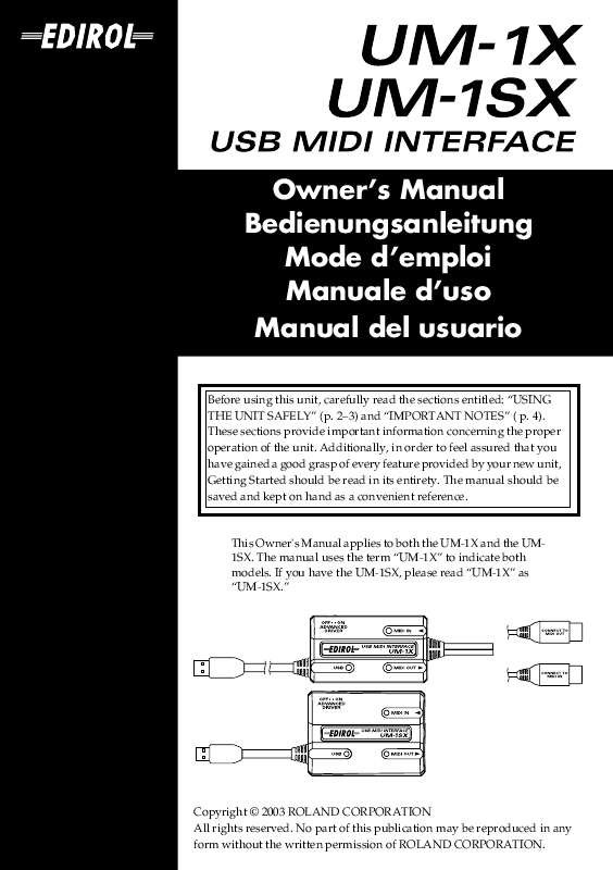 Guide utilisation  ROLAND UM-1SX  de la marque ROLAND