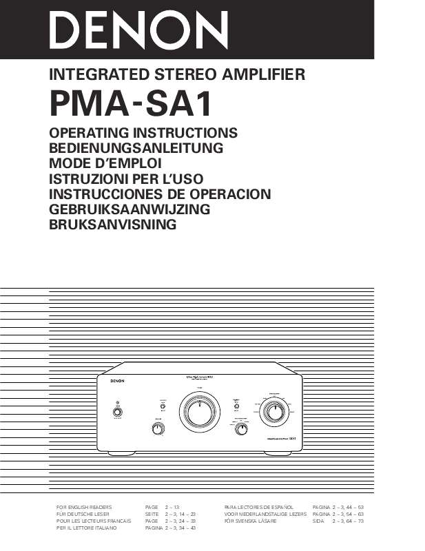 Guide utilisation DENON PMA-SA1  de la marque DENON
