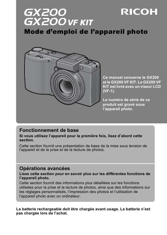 Guide utilisation RICOH GX200  de la marque RICOH