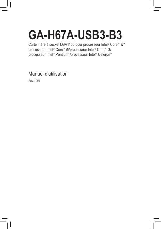 Guide utilisation GIGABYTE GA-H67A-USB3-B3  de la marque GIGABYTE
