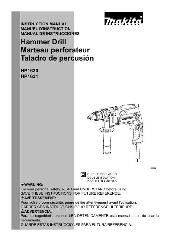 Guide utilisation  MAKITA HP1630  de la marque MAKITA