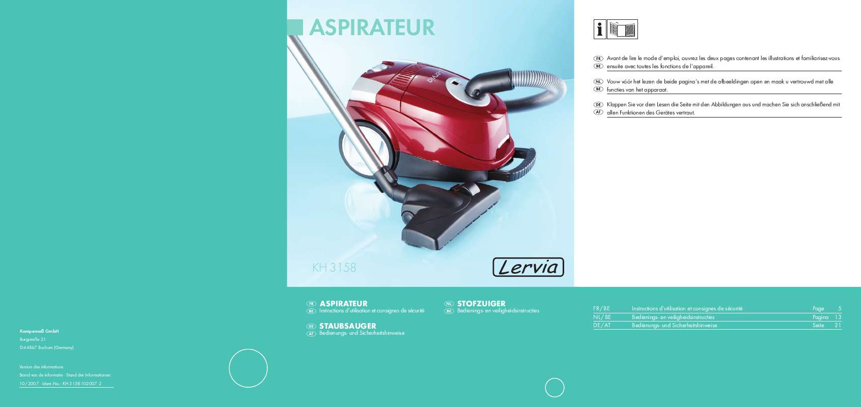 Guide utilisation  LERVIA KH 3158  de la marque LERVIA