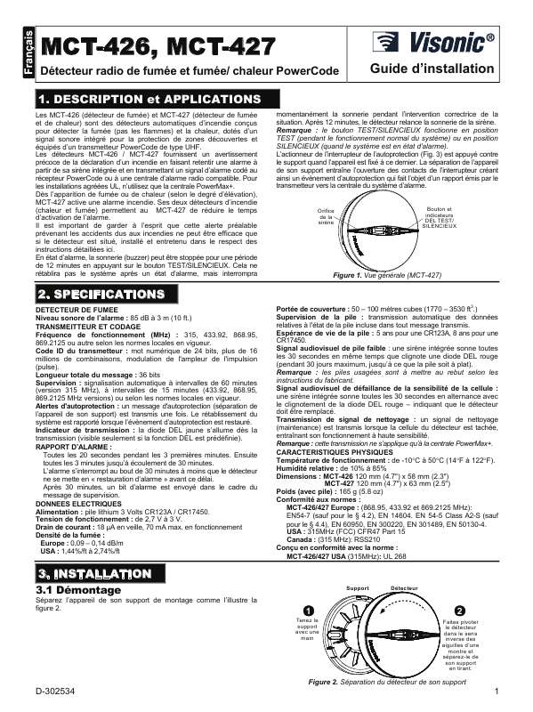 Guide utilisation  VISONIC MCT-427  de la marque VISONIC