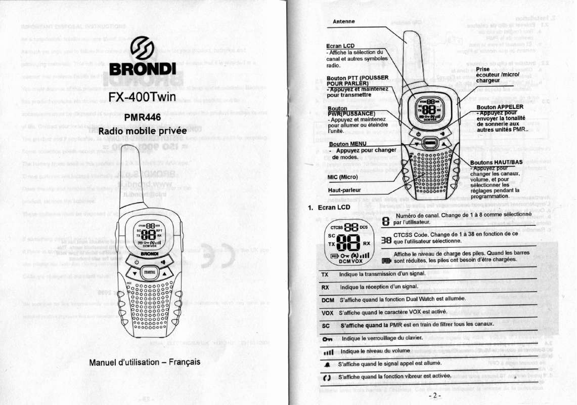 Guide utilisation BRONDI FX-400TWIN  de la marque BRONDI