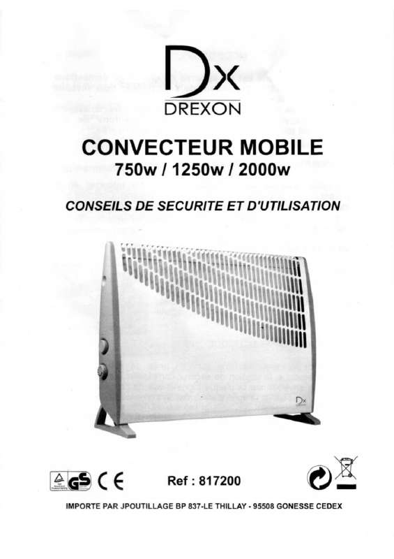 Guide utilisation  DREXON CONVECTEUR MOBILE 1250  de la marque DREXON