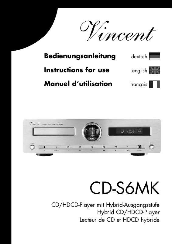 Guide utilisation  VINCENT CD-S6 MK  de la marque VINCENT