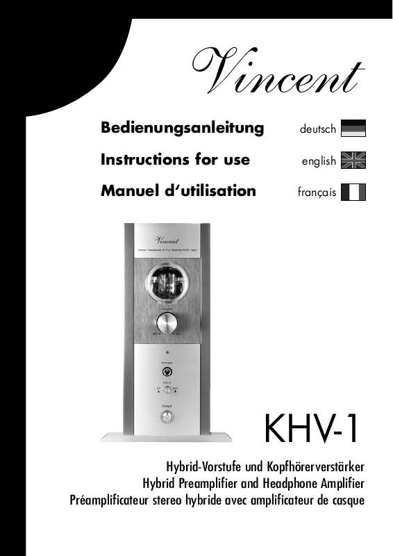 Guide utilisation  VINCENT KHV-1  de la marque VINCENT