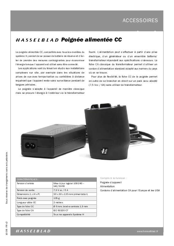 Guide utilisation  HASSELBLAD CC  de la marque HASSELBLAD