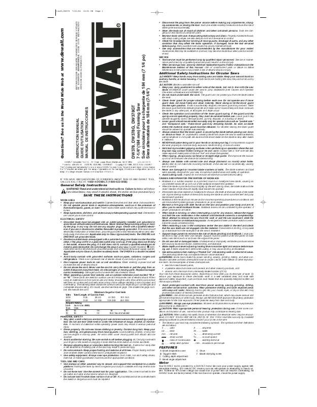 Guide utilisation DEWALT DW378GK  de la marque DEWALT