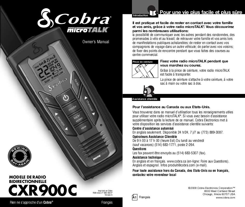 Guide utilisation COBRA CXR900C  de la marque COBRA