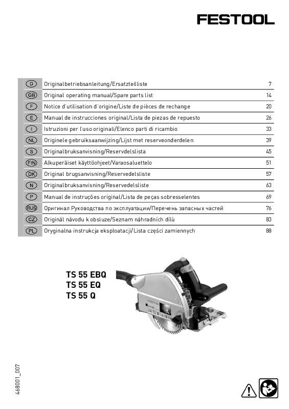 Guide utilisation  FESTOOL TS 55 EQ  de la marque FESTOOL