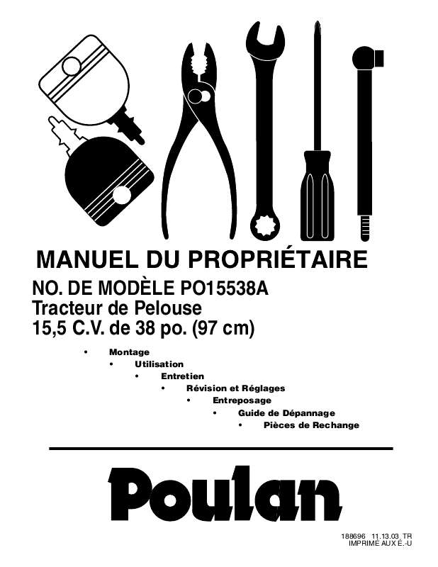 Guide utilisation  POULAN PO15538A  de la marque POULAN