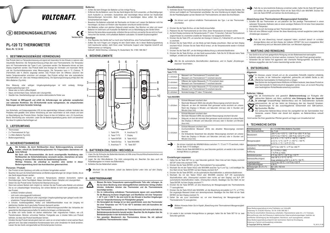 Guide utilisation  VOLTCRAFT PL-120 T2  de la marque VOLTCRAFT