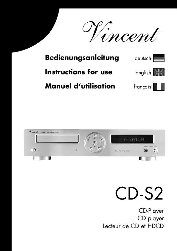 Guide utilisation  VINCENT CD-S2  de la marque VINCENT