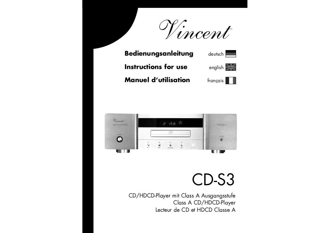 Guide utilisation  VINCENT CD-S3  de la marque VINCENT