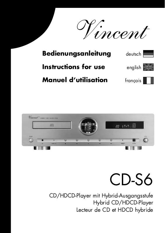 Guide utilisation  VINCENT CD-S6  de la marque VINCENT