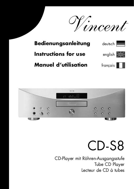 Guide utilisation  VINCENT CD-S8  de la marque VINCENT