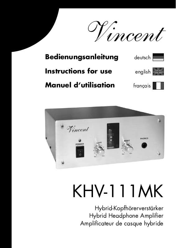 Guide utilisation  VINCENT KHV-111MK  de la marque VINCENT