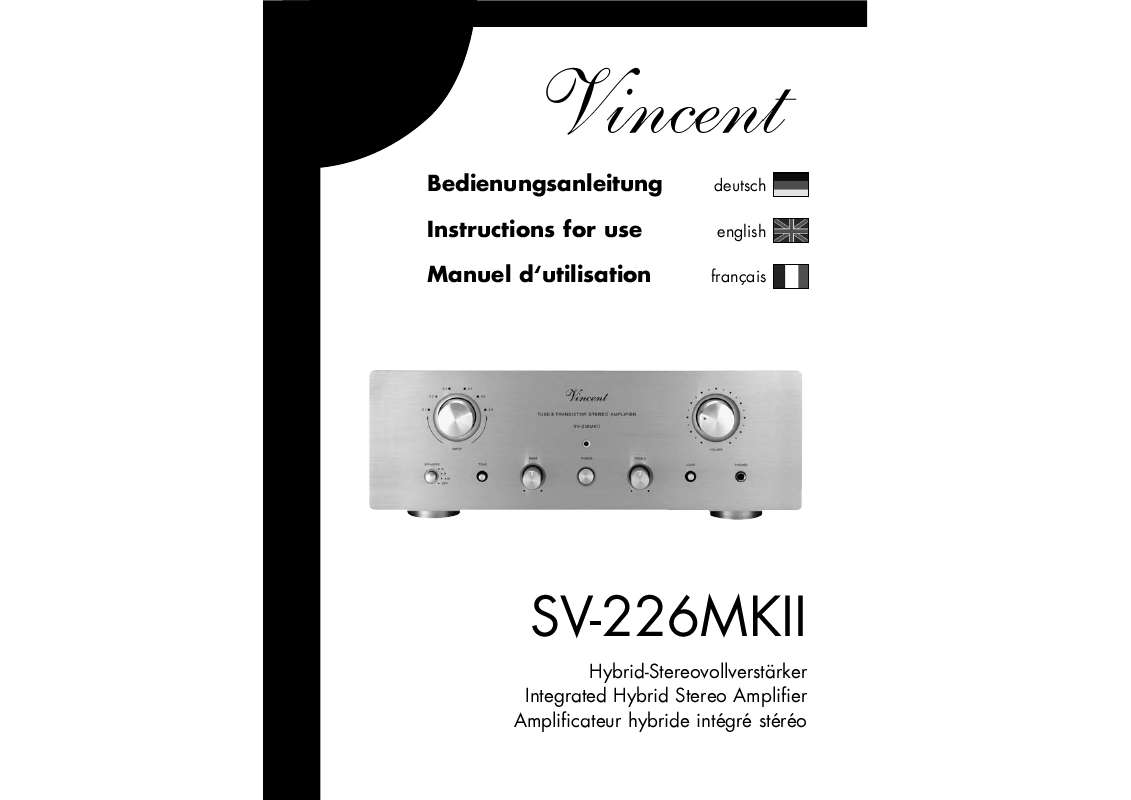 Guide utilisation  VINCENT SV-226MKII  de la marque VINCENT