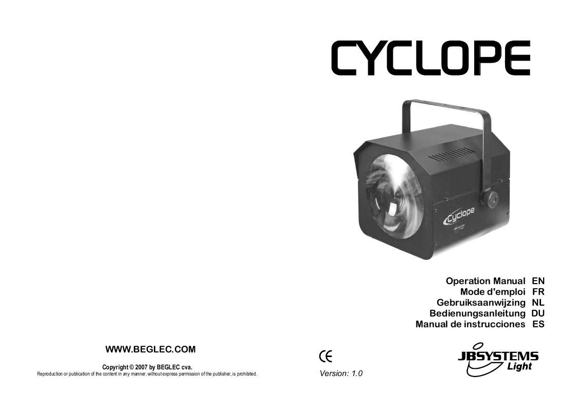 Guide utilisation  JBSYSTEMS LIGHT CYCLOPE  de la marque JBSYSTEMS LIGHT