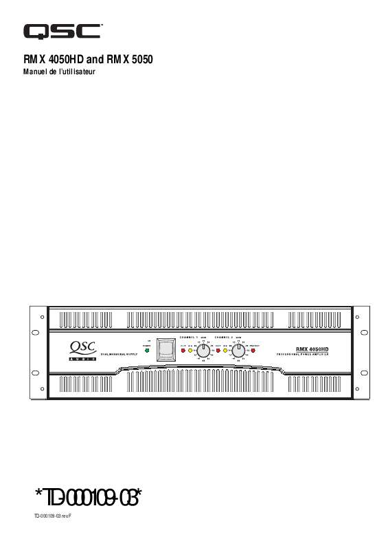 Guide utilisation  QSC AUDIO RMX 5050  de la marque QSC AUDIO