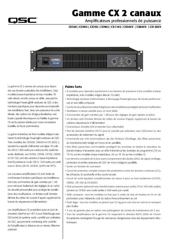 Guide utilisation  QSC AUDIO CX 2  de la marque QSC AUDIO