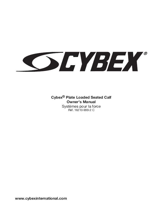 Guide utilisation CYBEX INTERNATIONAL 16210 SEATED CALF  de la marque CYBEX INTERNATIONAL