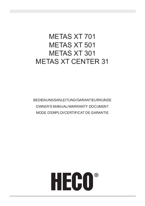 Guide utilisation  HECO METAS XT 501  de la marque HECO