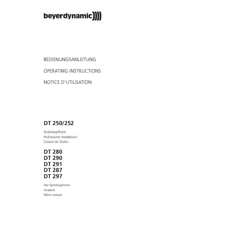 Guide utilisation BEYERDYNAMIC DT 250  de la marque BEYERDYNAMIC