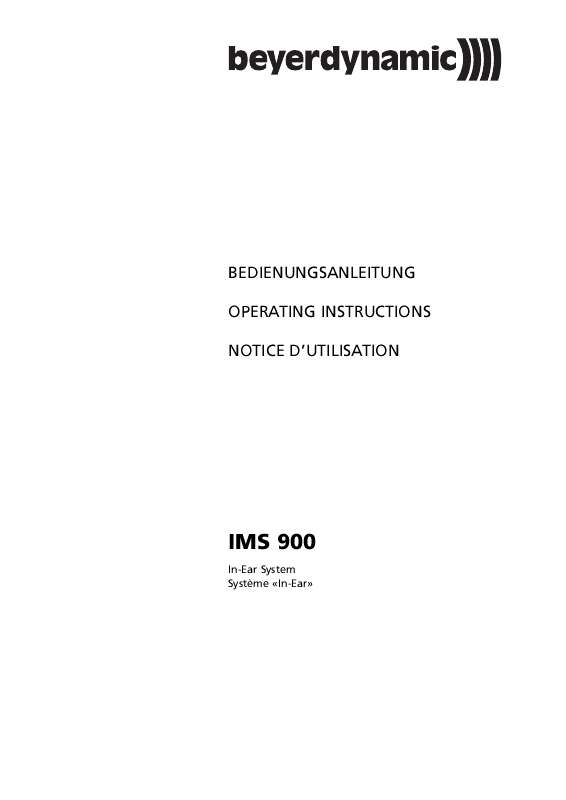 Guide utilisation BEYERDYNAMIC IMS 900  de la marque BEYERDYNAMIC
