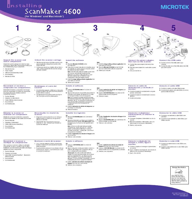 Guide utilisation MICROTEK SCANMAKER 4600  de la marque MICROTEK