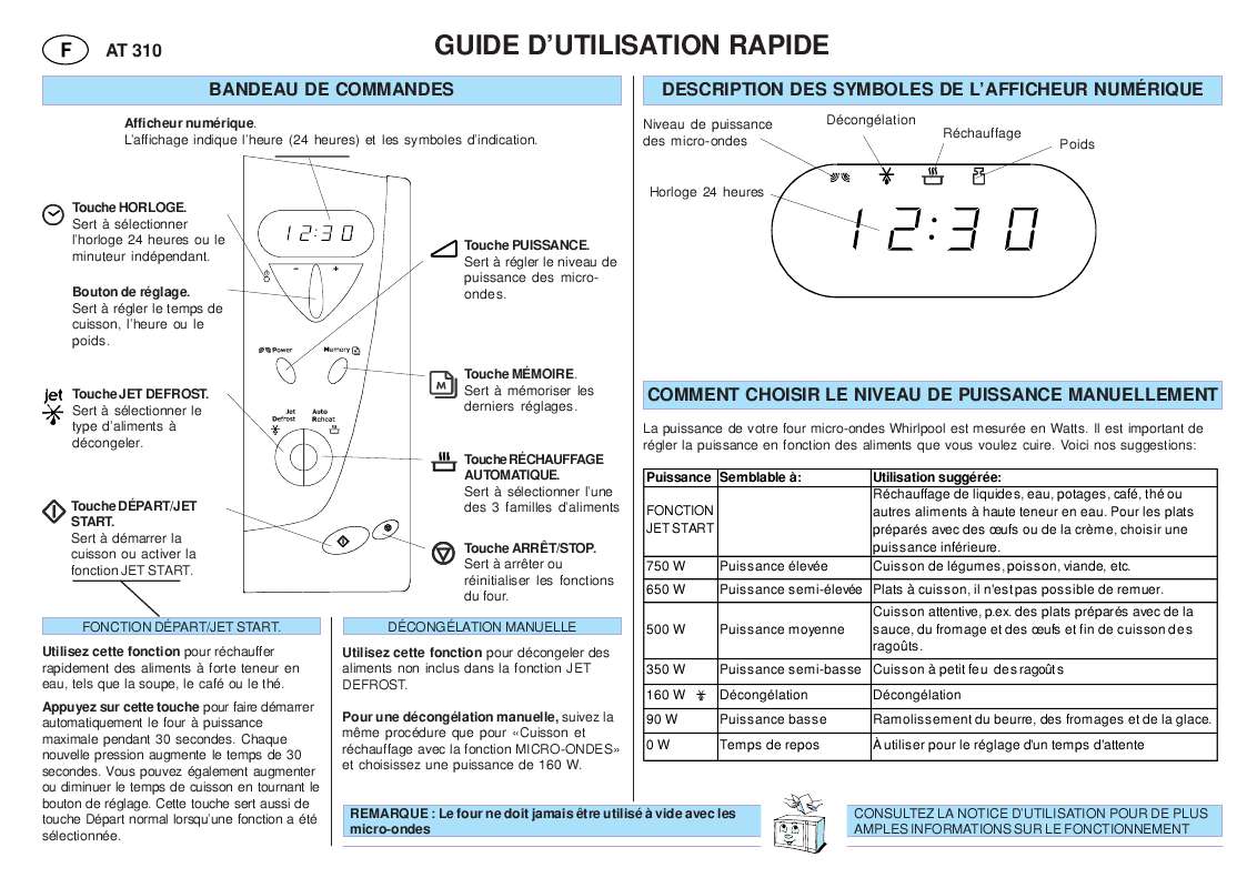 Guide utilisation WHIRLPOOL AT 310/ ALU  - MODE D'EMPLOI de la marque WHIRLPOOL