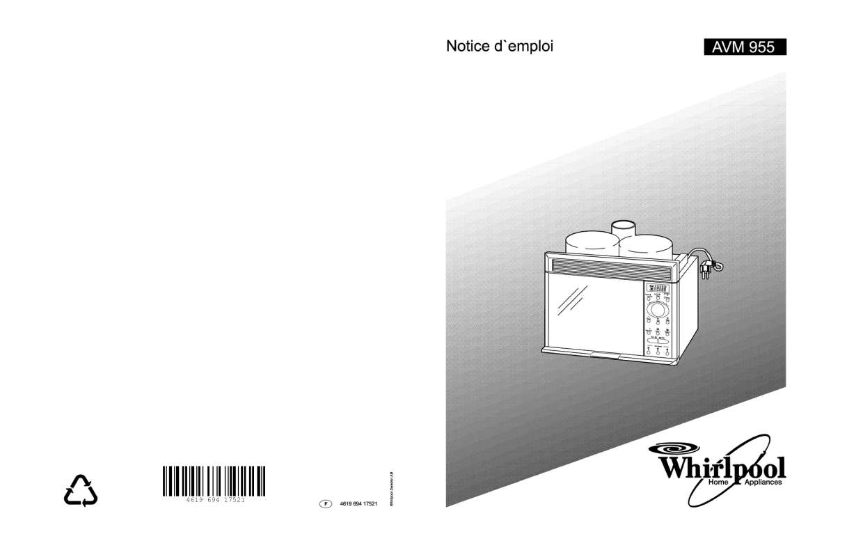 Guide utilisation WHIRLPOOL AVM 955/WP WH  - MODE D'EMPLOI de la marque WHIRLPOOL