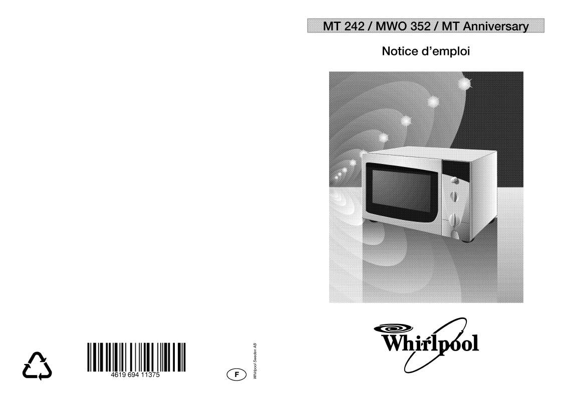 Guide utilisation WHIRLPOOL MT 242/1/WH  - MODE D'EMPLOI de la marque WHIRLPOOL