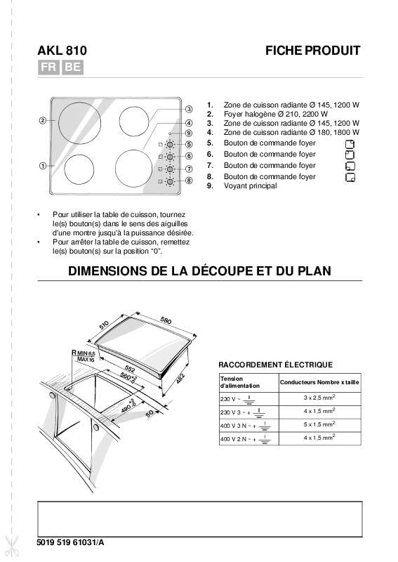 Guide utilisation WHIRLPOOL AKL 810/IX  - TABLEAU DE PROGRAMMES de la marque WHIRLPOOL
