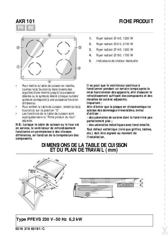 Guide utilisation WHIRLPOOL AKR 101/AV  - TABLEAU DE PROGRAMMES de la marque WHIRLPOOL