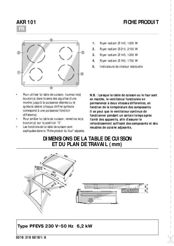 Guide utilisation WHIRLPOOL AKR 101/IX  - MODE D'EMPLOI de la marque WHIRLPOOL