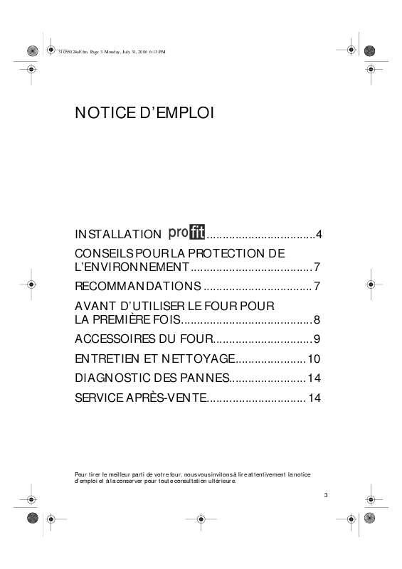 Guide utilisation WHIRLPOOL AKZ 213/WH  - MODE D'EMPLOI de la marque WHIRLPOOL